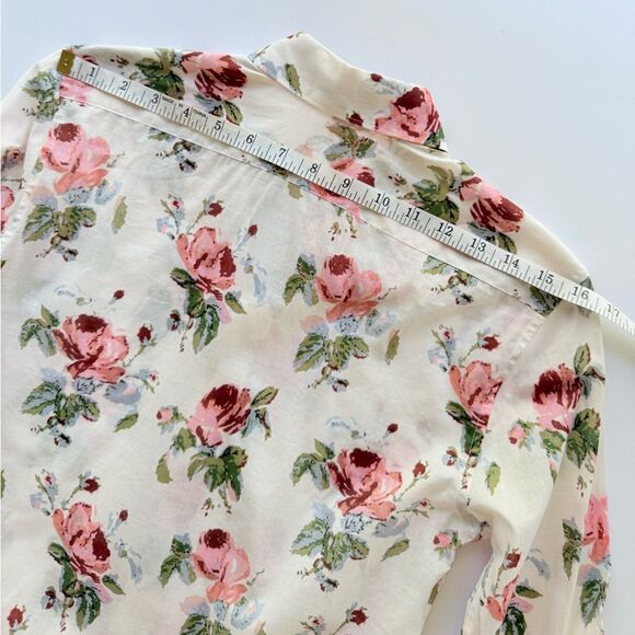 Saint Laurent Floral Rose Print Cotton Voile Button Down Shirt Size 38 FR 6 US - Picture 12 of 14